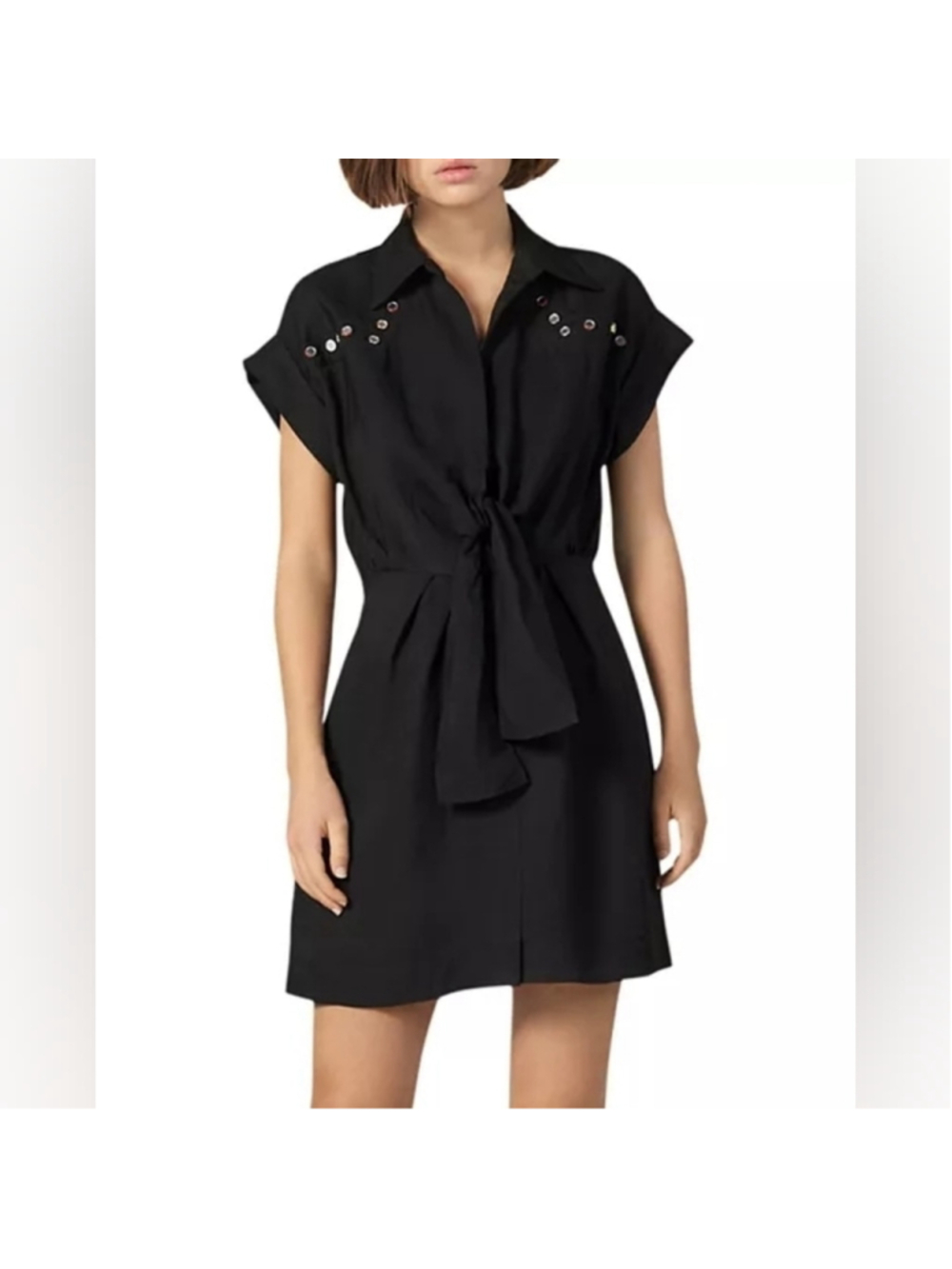 Sandro Mavel Tie-Front Western Shirt Dress